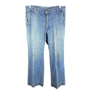 Vintage His Denim Pants Mens 31x27 Blue Straight Faded Workwear Distressed 90s